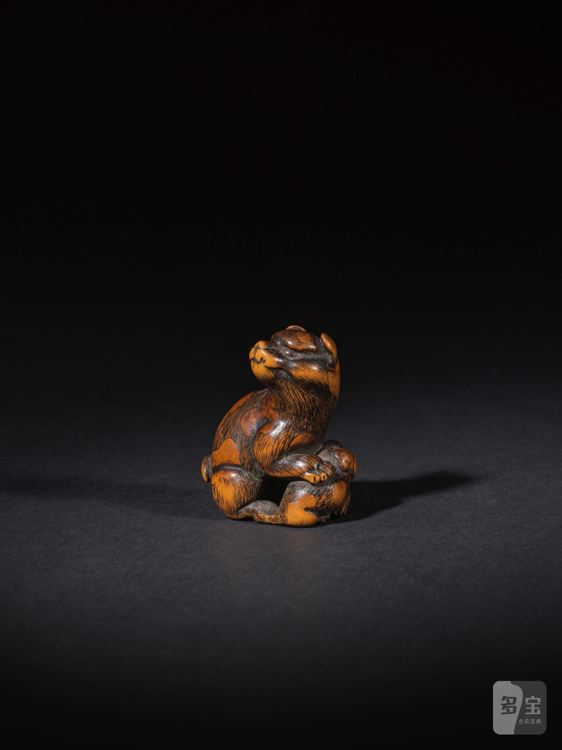 木彫根付 犬 銘「豊一」 19世紀前期 | NETSUKE EN BOIS REPRÉSENTANT UN CHIEN TACHETÉ - 图6